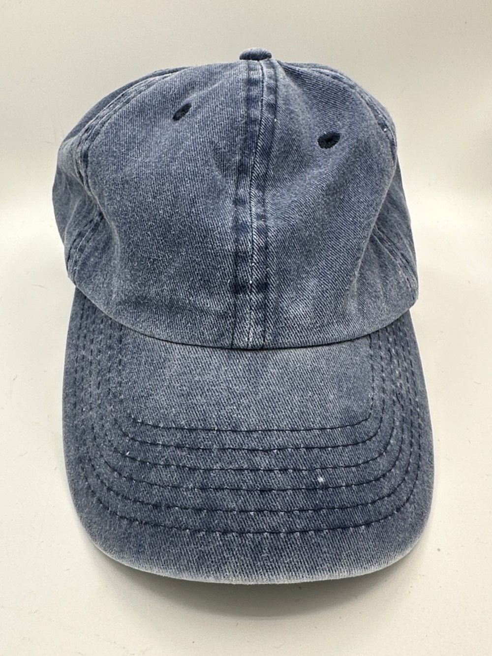 The Hat Depot blue cotton denim low profile adjustable hat